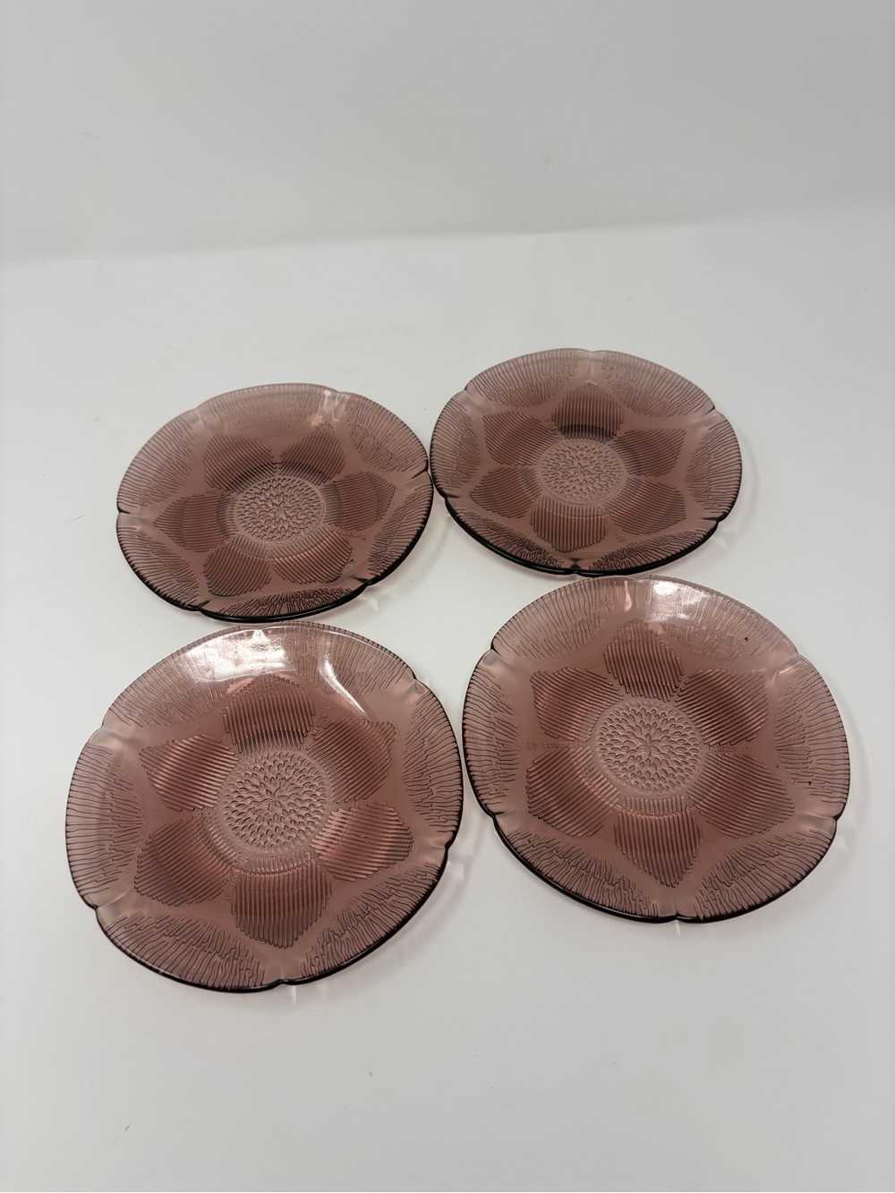 Fortecrisa Mexico set of 4 amethyst purple glass 5” small plates